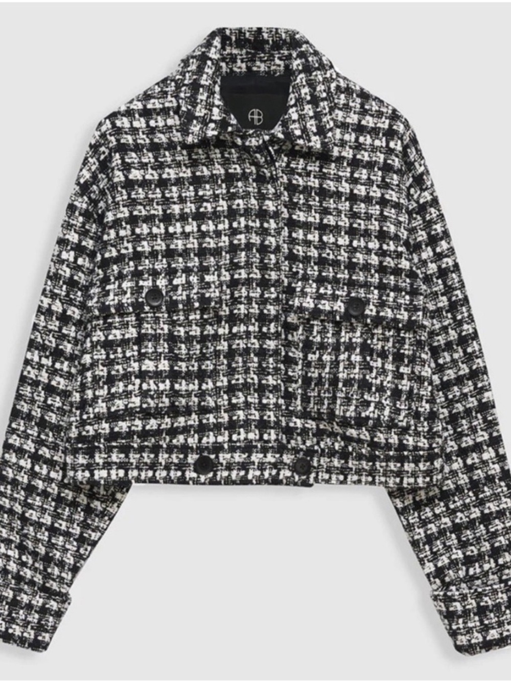 Anine Bing Adriana Jacket Black and White Tweed